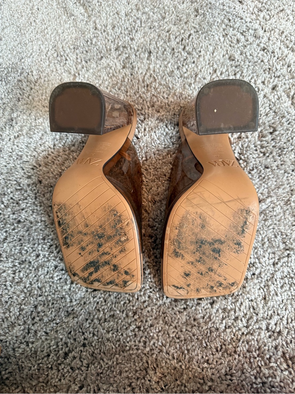 Zara Tan Clear Block Heel Mule - Picture 3 of 3
